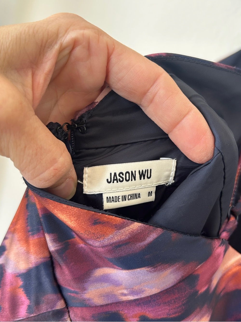 Jason Wu NWT Satin Watercolor Floral Midi Dress, Eggplant Purple, Size Medium - Picture 3 of 11